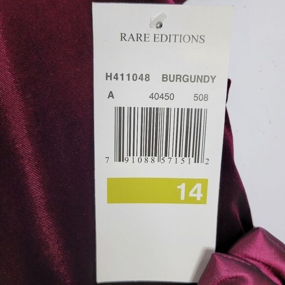 RARE EDITIONS Burgundy Velvet Taffeta Bow Jeweled Holiday‎ Dress Size 14 - Picture 15 of 15
